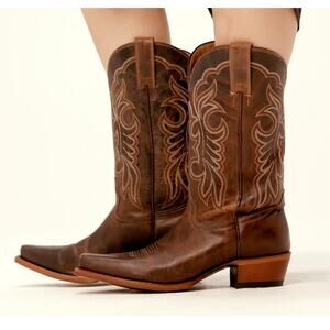 Shyanne Women's Loretta Western Boots Brown Leather Sz 6.5 NWOB Cowgirl Snip Toe